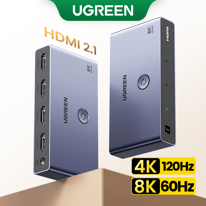 UGREEN HDMI 2.1 8K Switch 3 Em 1 Out Com Controle Remoto 8K 60Hz 4K 120Hz Switcher Divisor De Conver