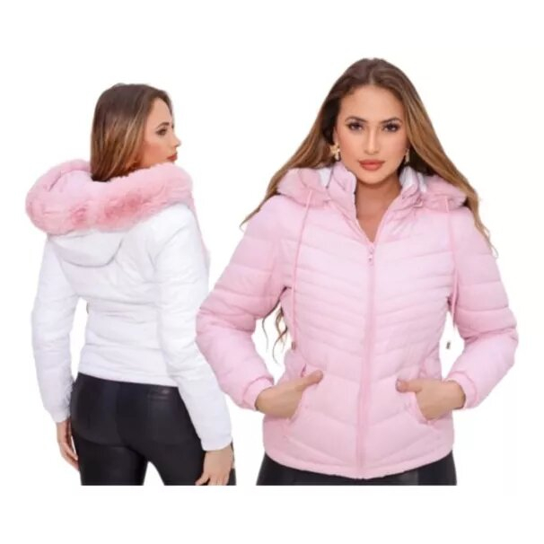 Casaco Feminino Dupla Face 2 em 1 Blusa Frio inver