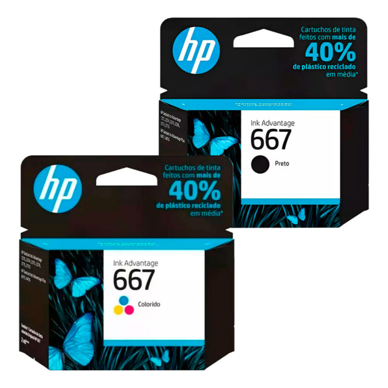 Kit Cartucho HP 667 PRETO 3YM79AB + HP 667 COLORID