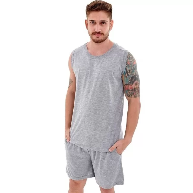 Pijama Masculino Regata Machão Malha e Shorts com