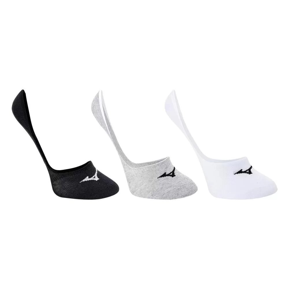 Kit Meia Mizuno Cano Invisível Cronos c/ 3 Pares – Cinza e Branco