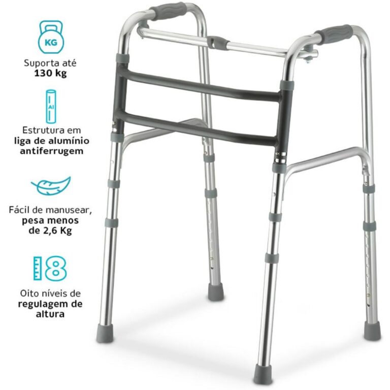 Andador Adulto Articulado Fixo Alumínio 3 Barras 