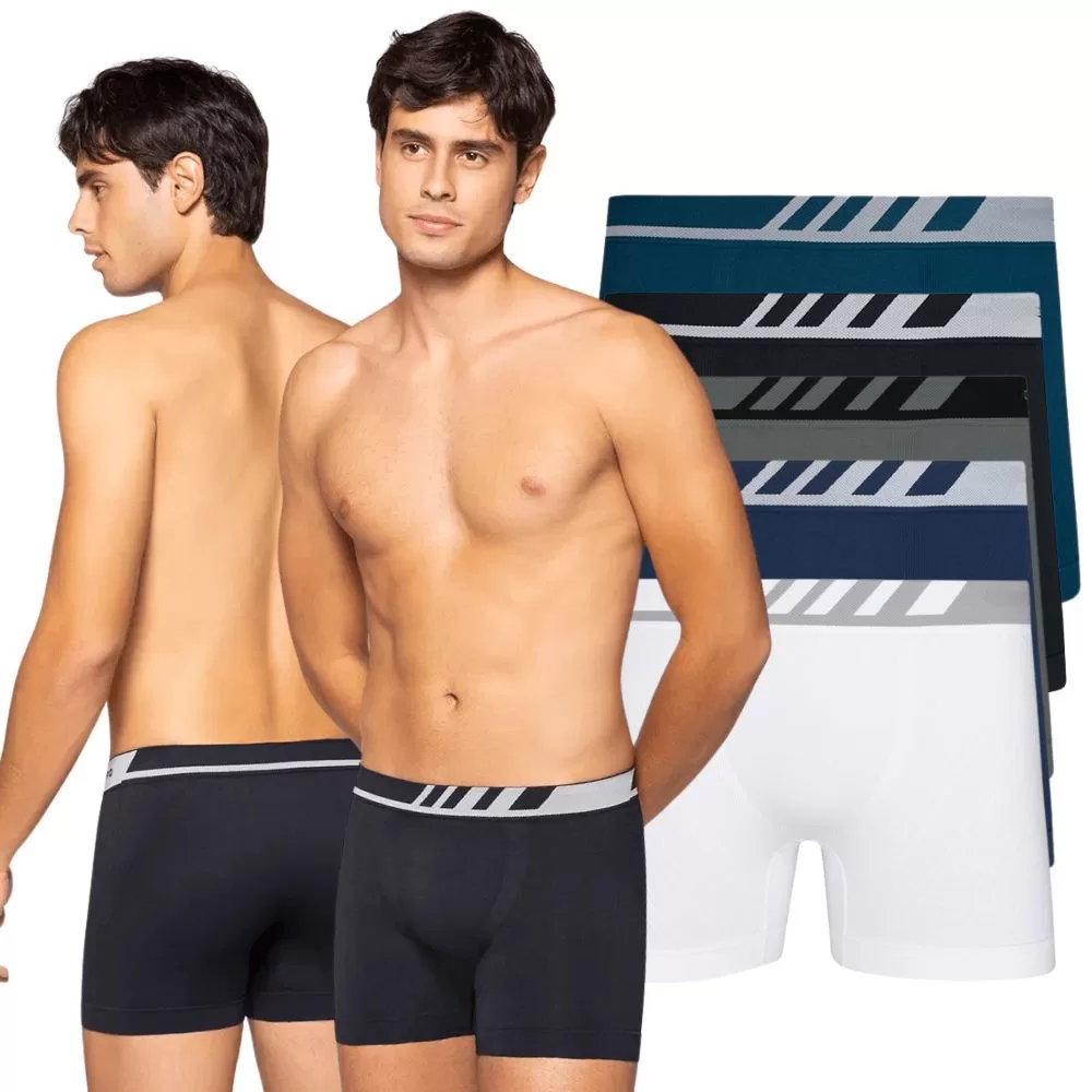 Kit com 5 Cuecas Boxer Adulto Masculinas sem Costura