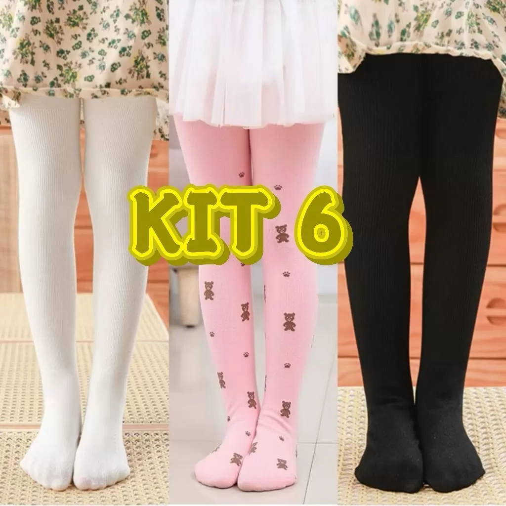 Kit 6 Pares Meia Calça Infantil Grossa Para O Frio Inverno varia