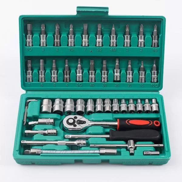 46 Peças Verde Kit Chaves Jogo Catraca Reversíve