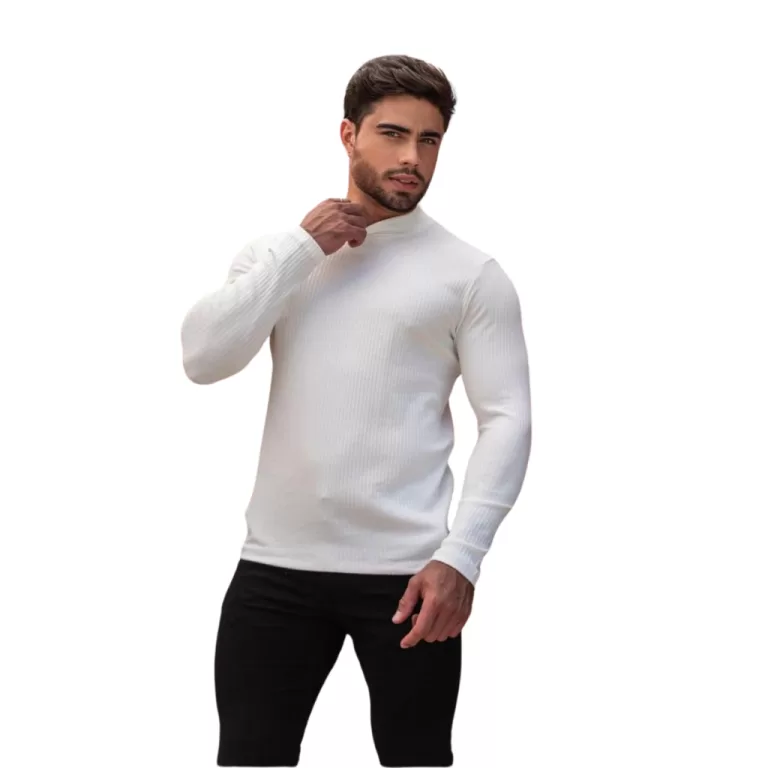 Blusa Cacharrel Masculina Manga Longa Gola Alta Ma