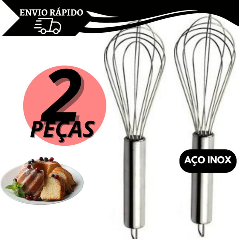 Kit 2 Batedor Fouet Inox Profissional 30 cm Fue Cr