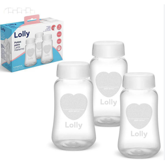Pote para Leite Materno Lolly  ( contem 3 potes de