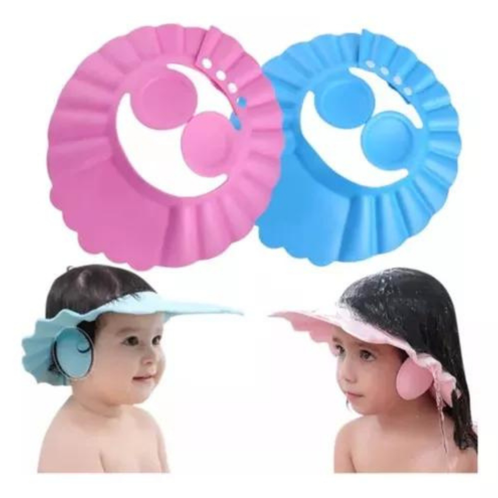 chapéu de banho protetor de olhos e ouvido banho bebe e crianças