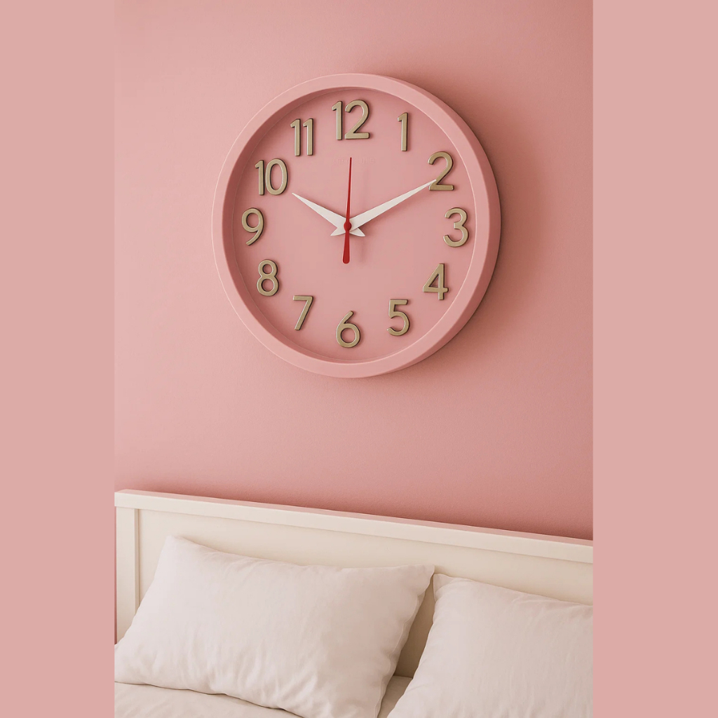 Relógio de Parede 3D Sigma Dourado Rosa Plashome Decoração Quarto Infantil Escritório Sala C/ Mecani