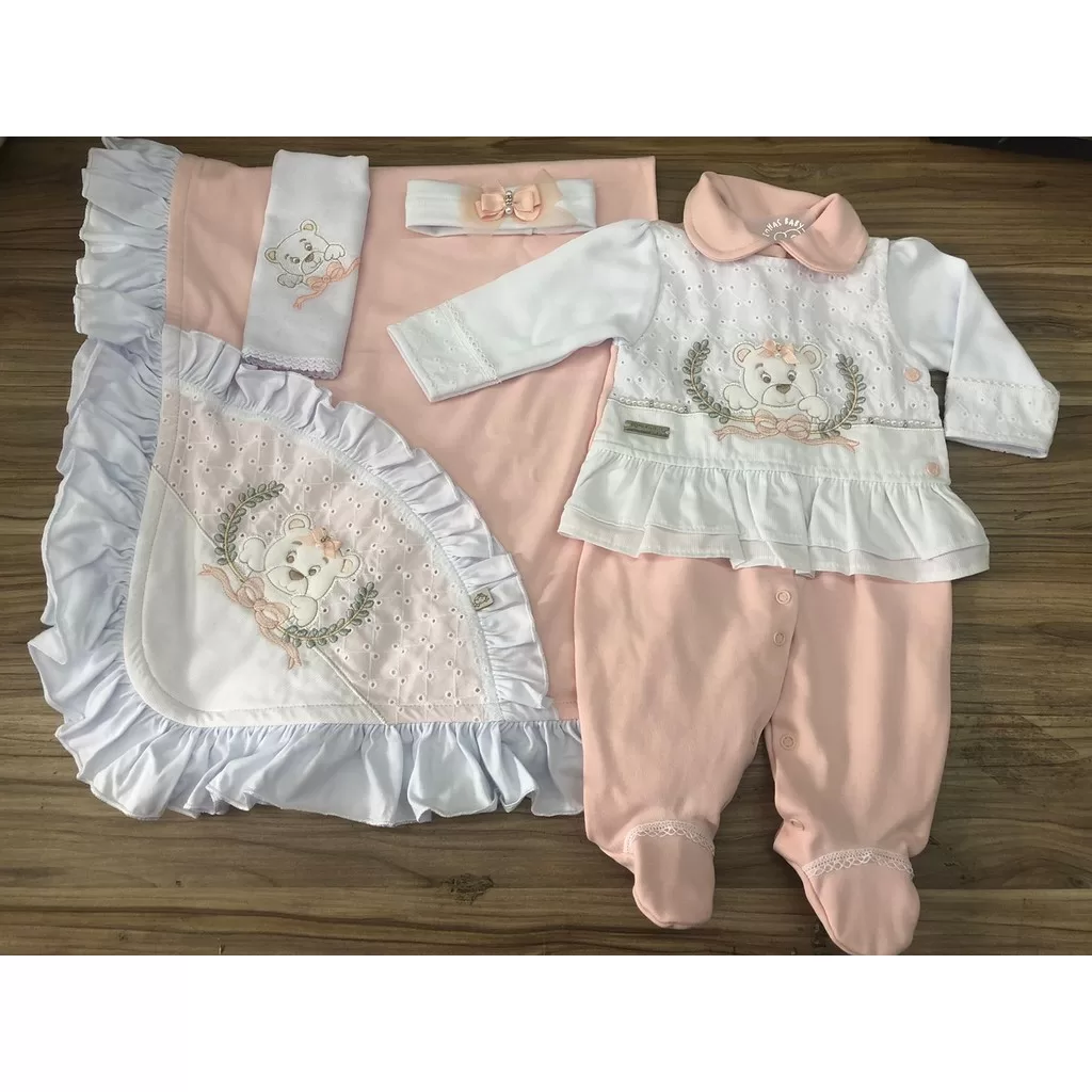 Saida de Maternidade Lese Pipoquinha salmão REF: 2300