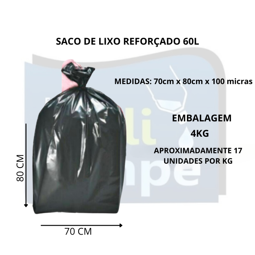 SACO DE LIXO REFORÇADO 60 LITROS
