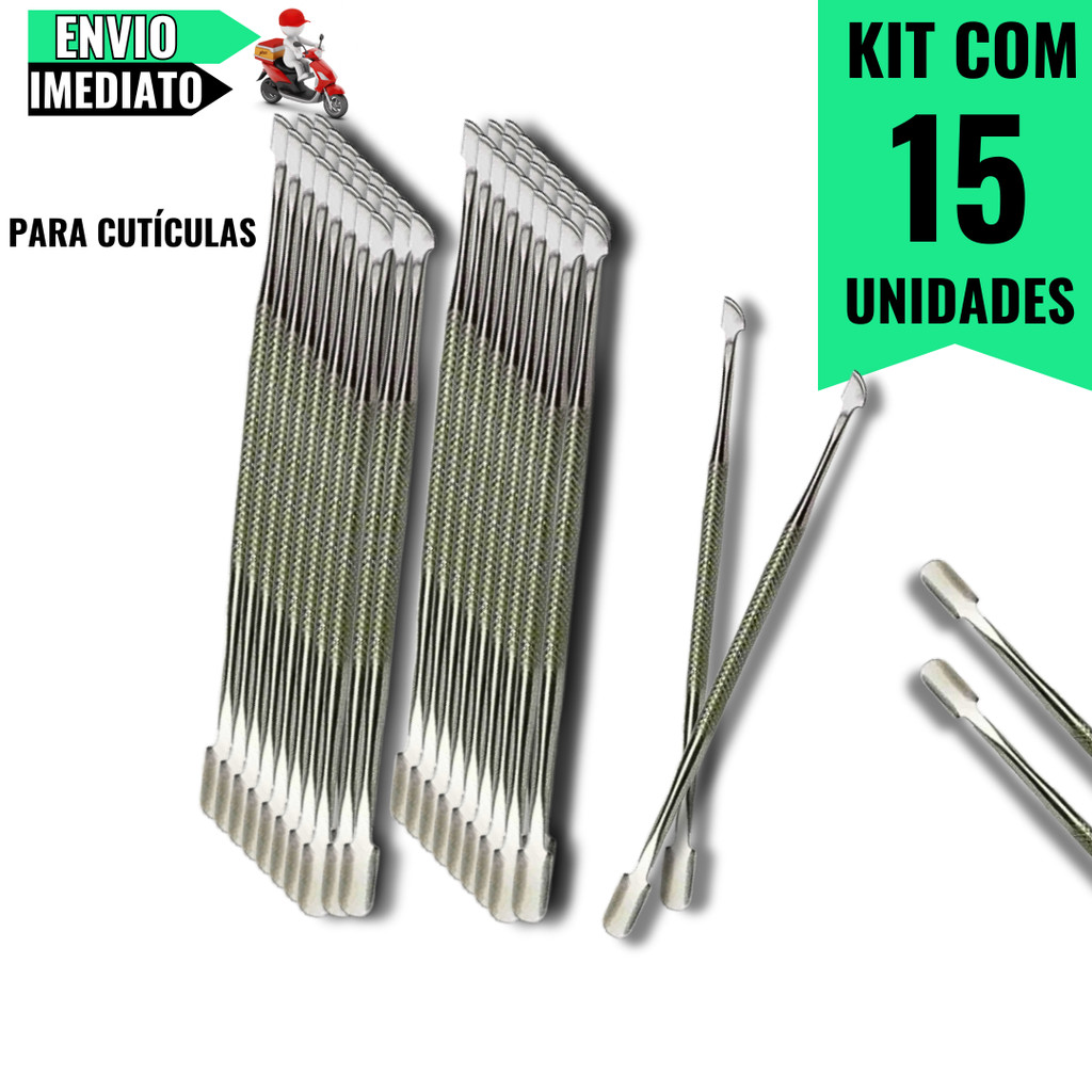 Kit 15 Extratores de Cutícula 12,4 cm  Acabamento Perfeito e Durável para Cuidados com as Unhas