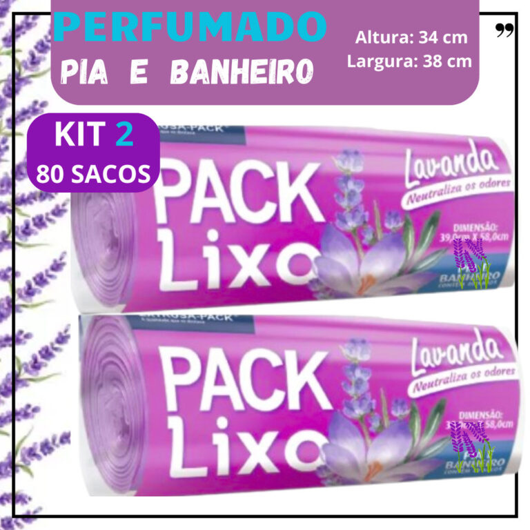 Kit 2 Saco Lixo Banheiro e Cozinha Perfumado Lilá