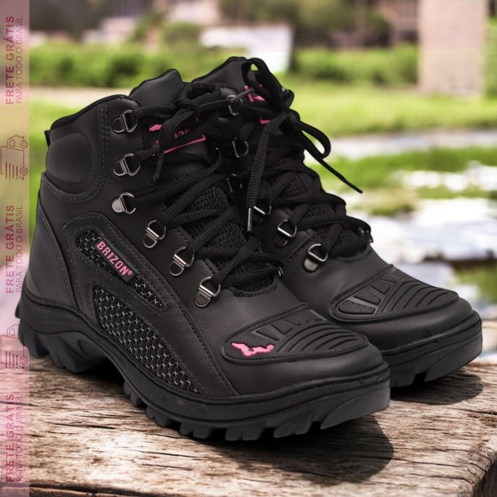 Bota Unissex Confortável Cano Alto Trilha – Bico Protetor, Sola Borracha Cores – Lançamento CAT