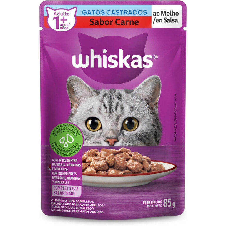 Sachê Whiskas Ração Úmida Carne para Gatos Cas