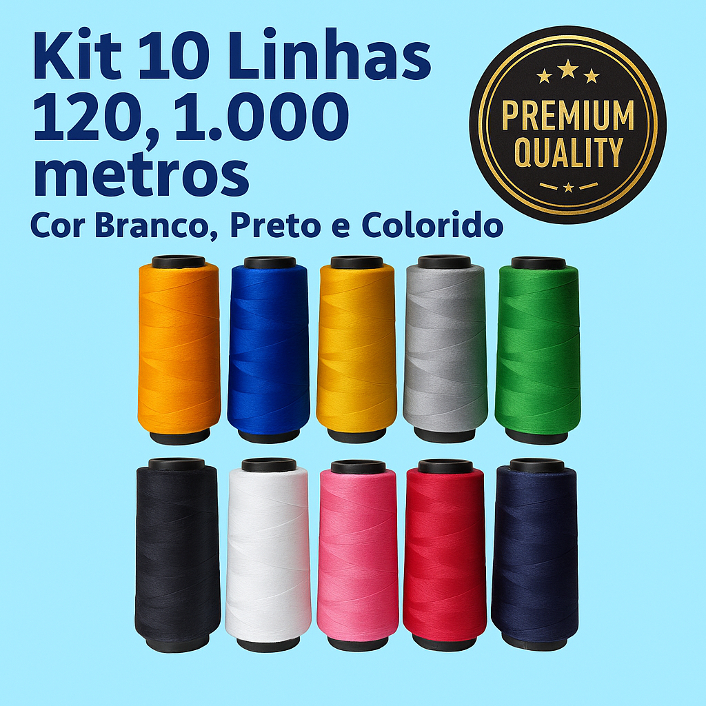 Kit 10 Linha De Costura 120 De 1.000 metros, Colorido – Linhas Bertoldi