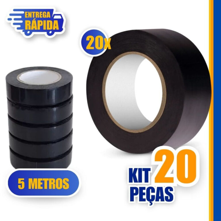 Kit 20 Fitas isolante Antichama Preta – 5m