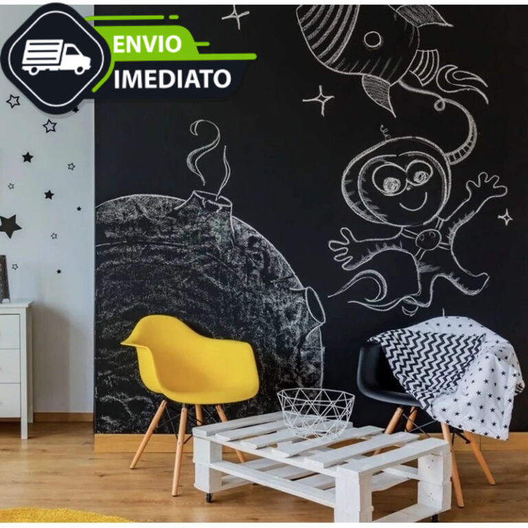 Papel Contact Lousa Adesiva Parede Preto Fosco 2m 
