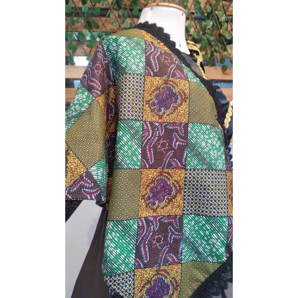 Pano da costa + pano da cabeça com estampa quadriculada GJ132