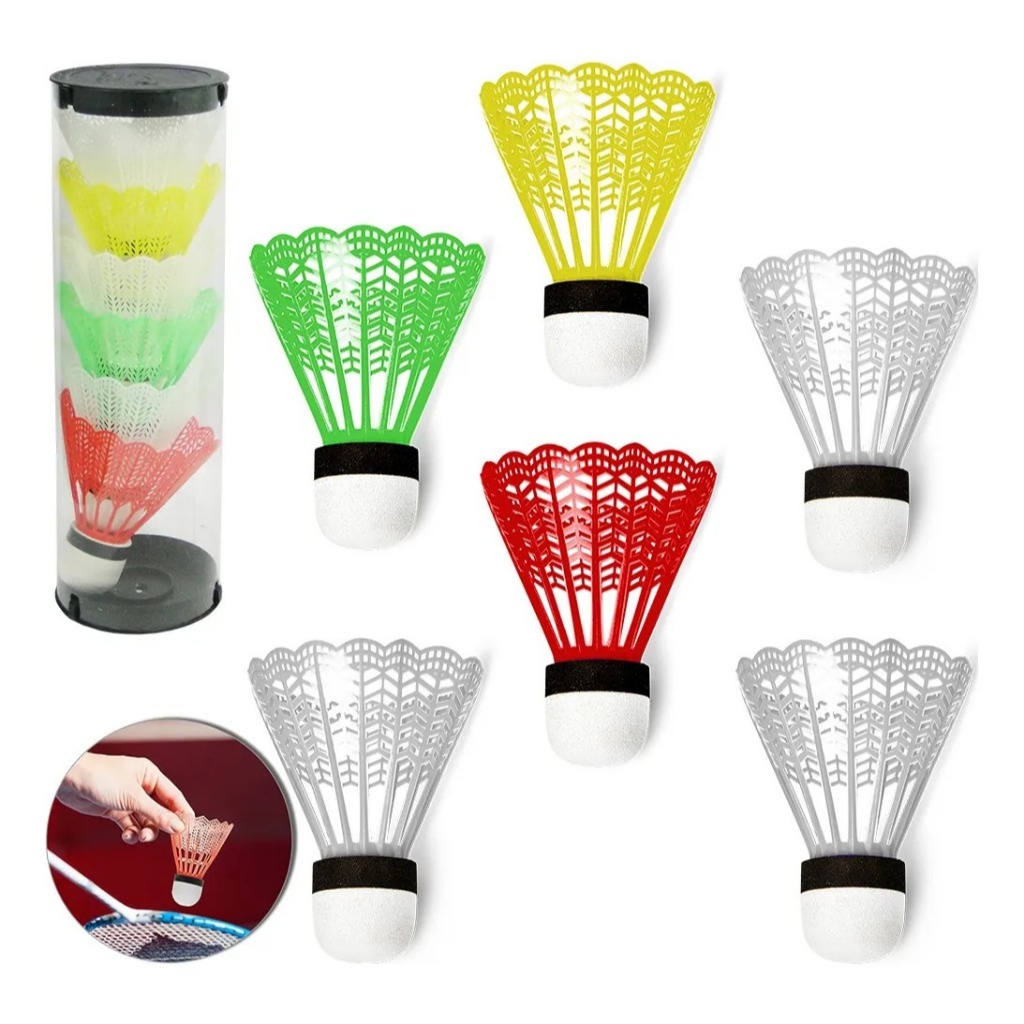 Kit 6/12 Peteca Badminton Colorido Esporte