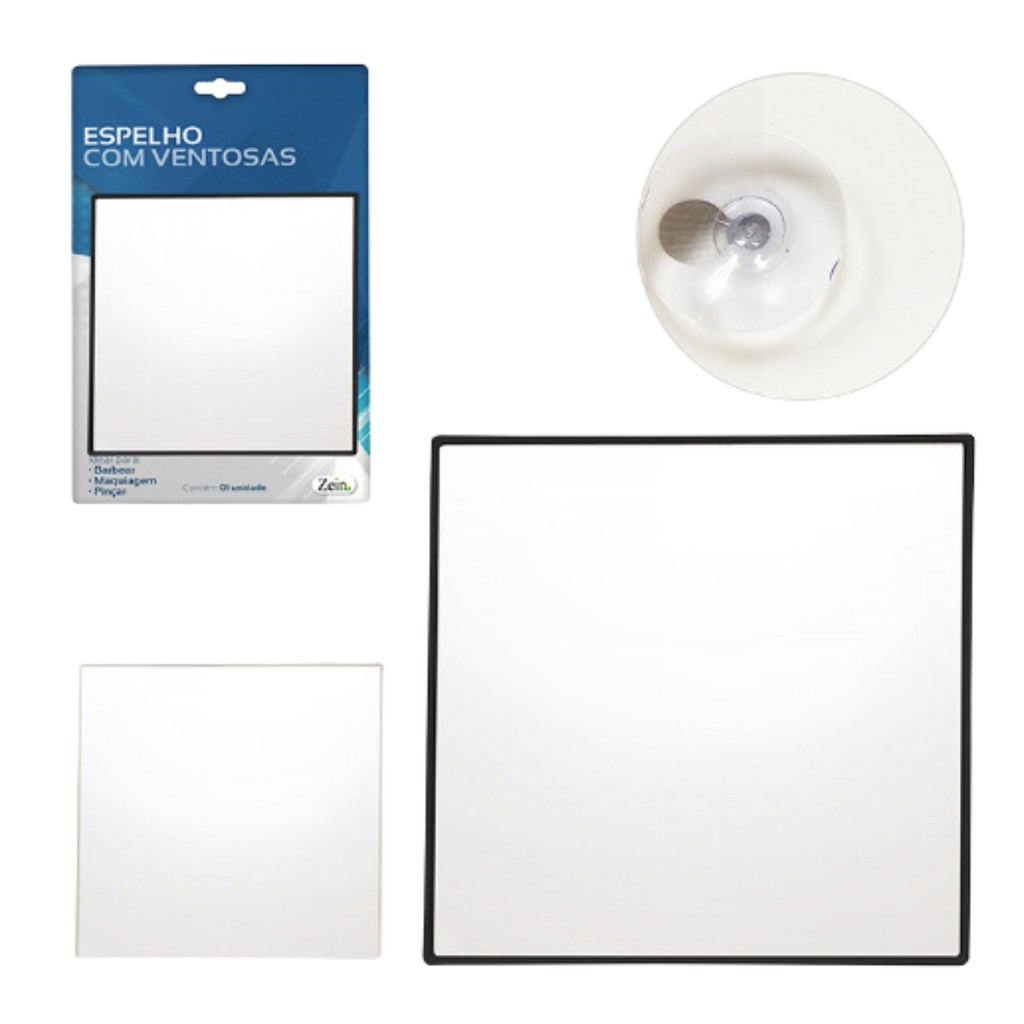 Espelho Maquiagem Quadrado Zoom Lente Aumento Com Ventosa