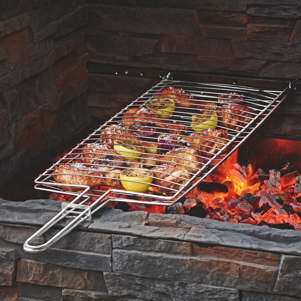 Grelha Dupla Abaulada 70 x 20 para Assar Peixe, frango churrasco