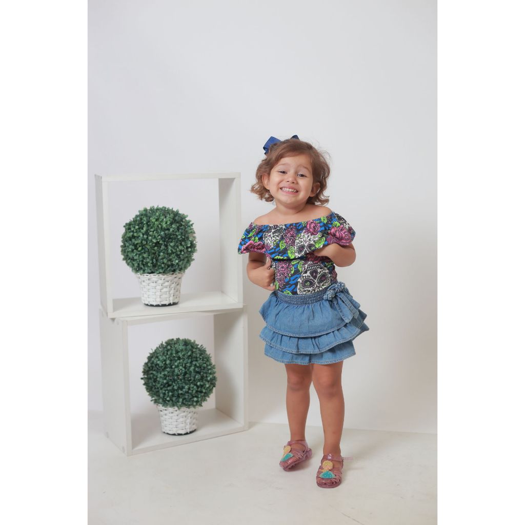 Blusinha Body infantil menina modelo ciganinha halloween