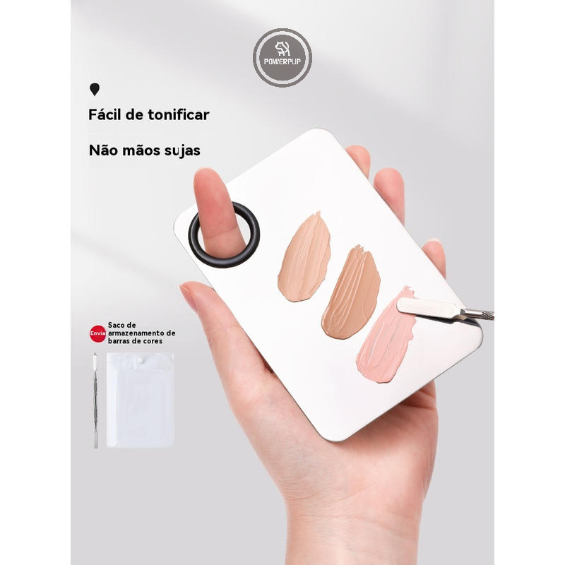 Paleta de Mistura para Maquiagem, Base Líquida, Corretivo, Bandeja de Mistura Profissional de Aço In