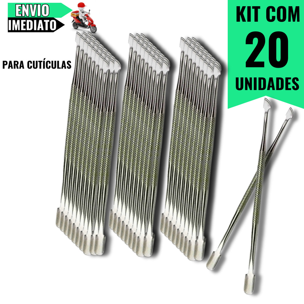 Kit 20 Extratores de Cutícula 12,4 cm  Solução Completa para Salões, Profissionais e Uso Diário