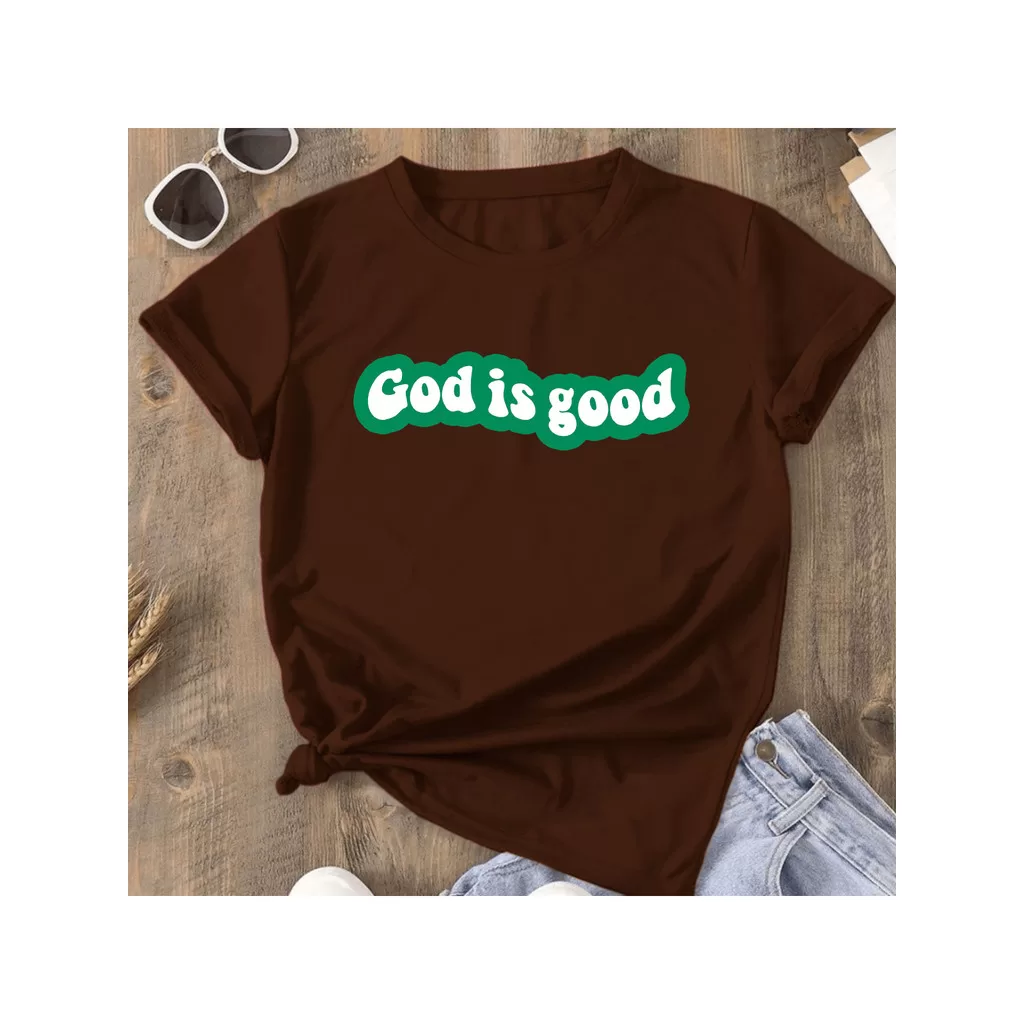 blusa camisetão Feminina T-Shirt  god is good 100% algodão premium