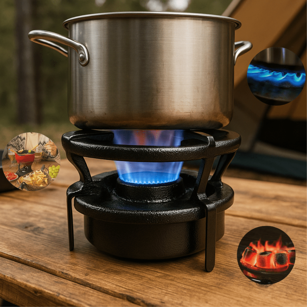 Fogareiro Com Abafador Espiriteira Portátil Álcool Camping Pesca Sobrevivência Compacto Leve