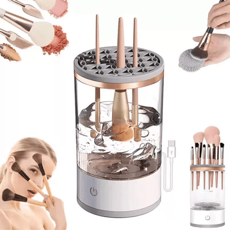 Higienizador de pincéis de maquiagem elétrico – Limpa, seca e armazena – USB – Bivolt