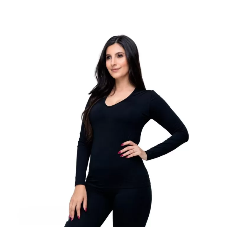 blusa manga longa decotada moda verão segunda pel