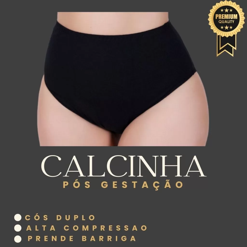 Calcinha Gestação com Cintura Cós Alto com  Segura Barriga