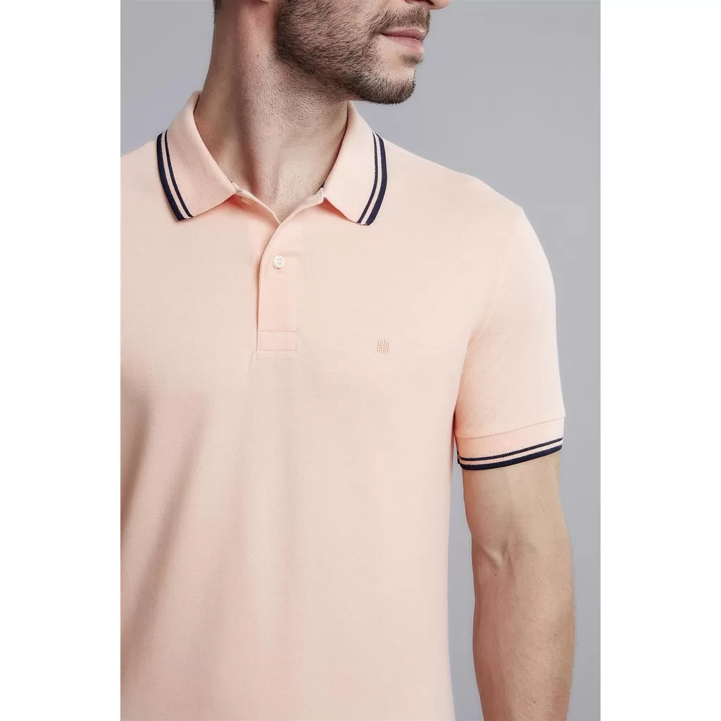 Polo Manga Curta Piquet Básica Slim Fit – Laranja Pessego