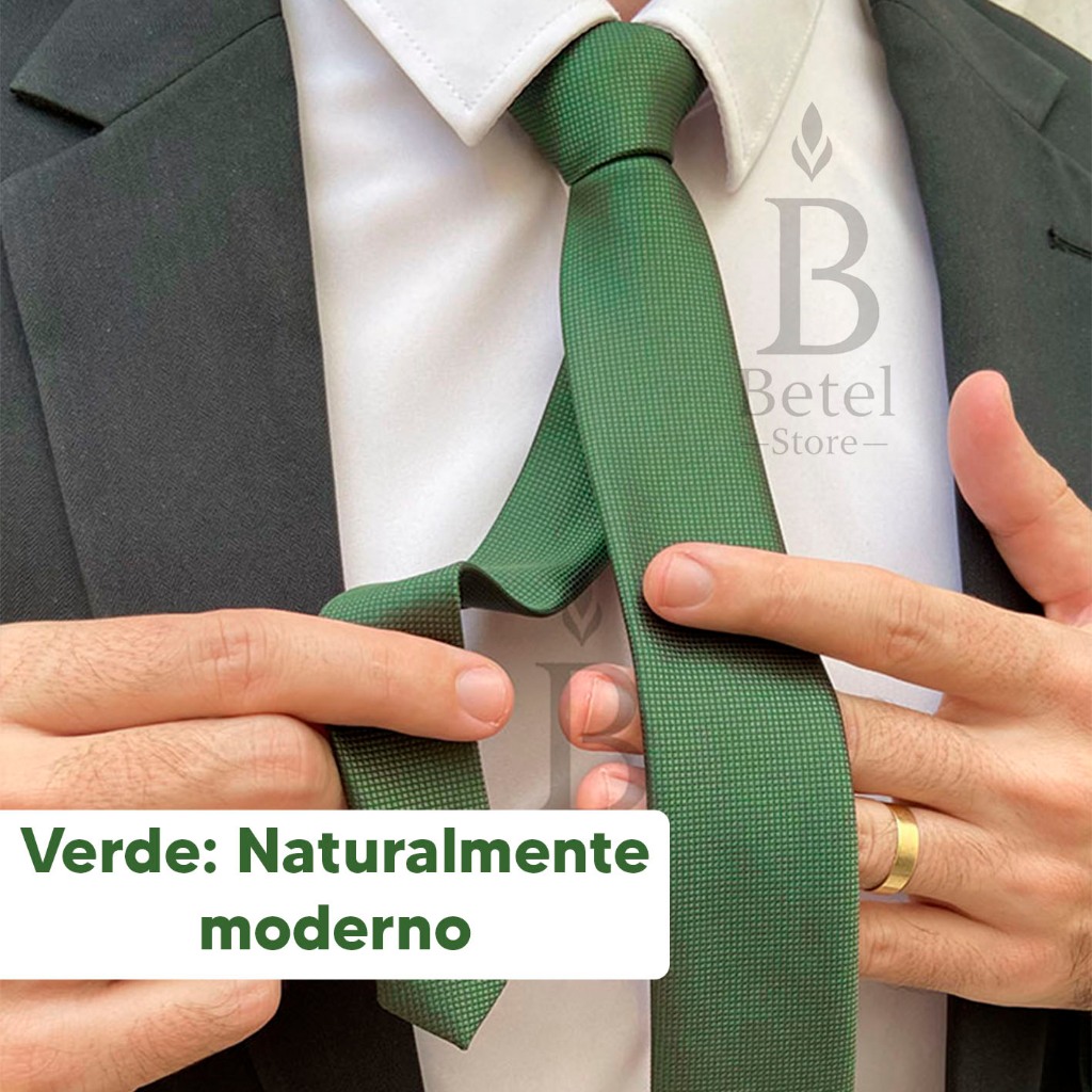 Gravata Verde Masculina Slim Social Premium Elegante Moderna Quadriculada