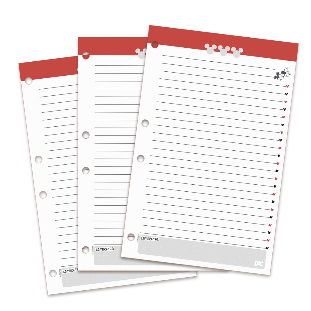 Refil de Folhas P/Fichário Pequeno Mickey Mouse 96fls – Dac