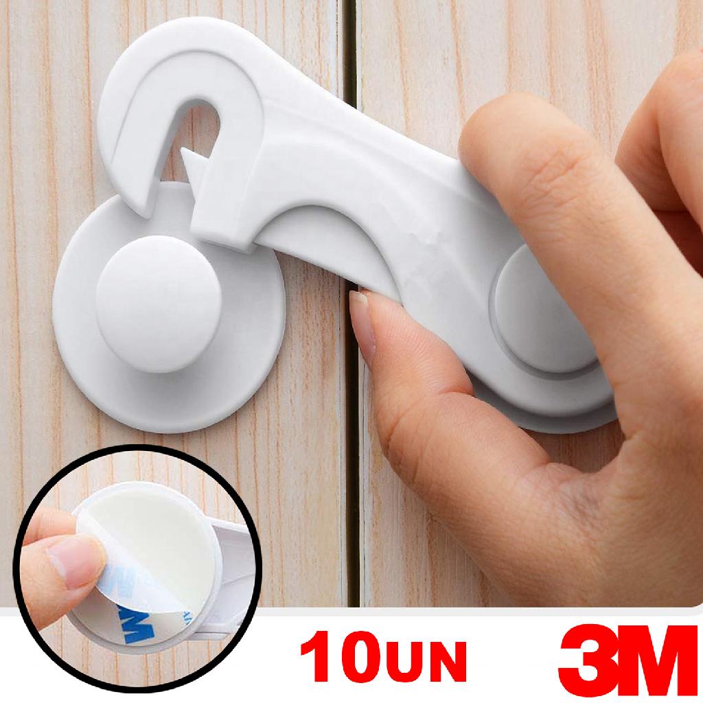 Vittak Kit Trava De Gaveta Armário Porta Segurança Bebê Proteção Criança Adesivo 3M  Kit com 2, 5 ou
