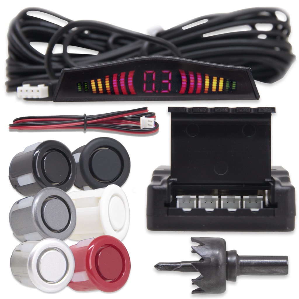 Kit Sensor Automotivo Estacionamento De Ré 4 Pontos Traseira 18.5mm/ Preto Cinoy