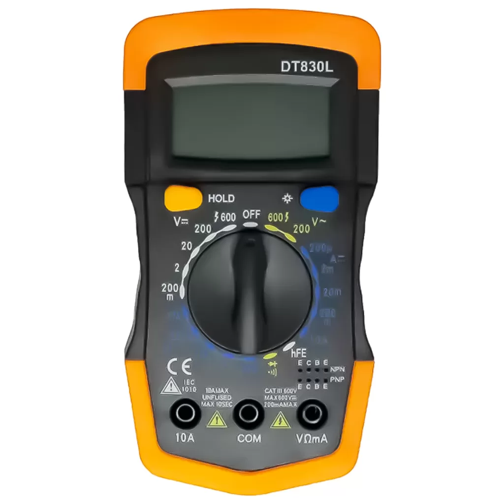 Multimetro Digital Com Cabo E Pilha Profissional DT830L 10A De Alta Precisão Portátil Com Iluminação