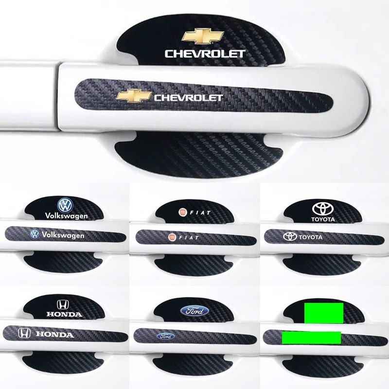 8 Peças De Fibra De Carbono Maçaneta Da Porta Do Carro Borda De Proteção Anti Arranhões Adesivo Prot