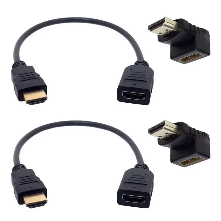 Kit 2 Cabos Hdmi 30 Cm 90° Pequeno Curto Para Chr