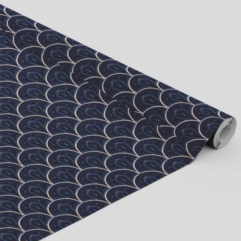 Tecido Oxford Estampado Art Deco Tons de Azul e Ro