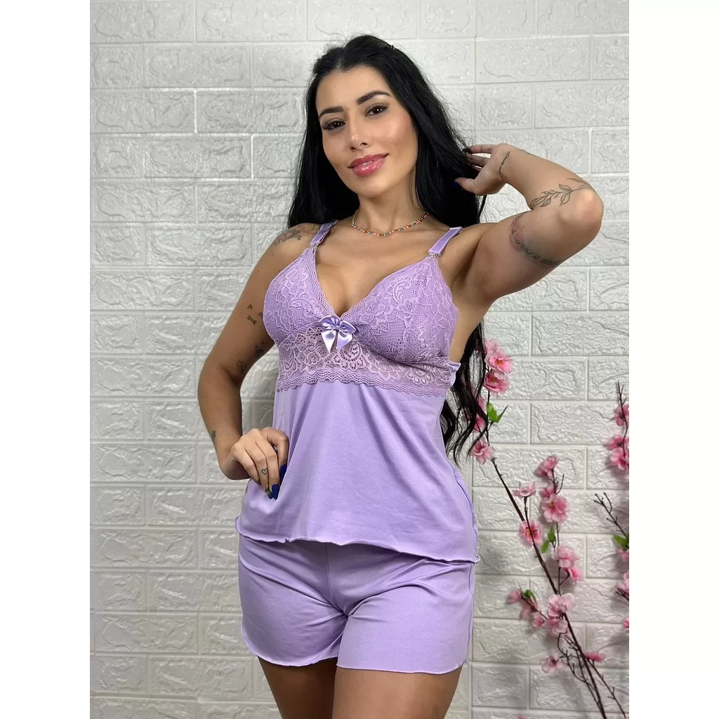 Baby Doll Amamentação Rendado Pijama Para Amamentar Short Doll Para Lactantes