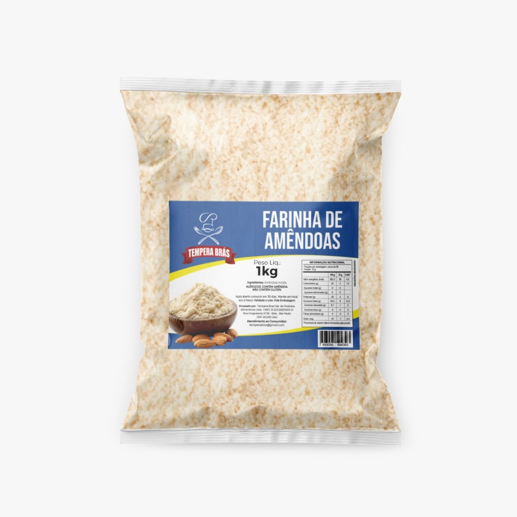 Farinha de Amêndoas pacote 1kg – Pura Linha Premium 100% Pura Natural Frete Gratis