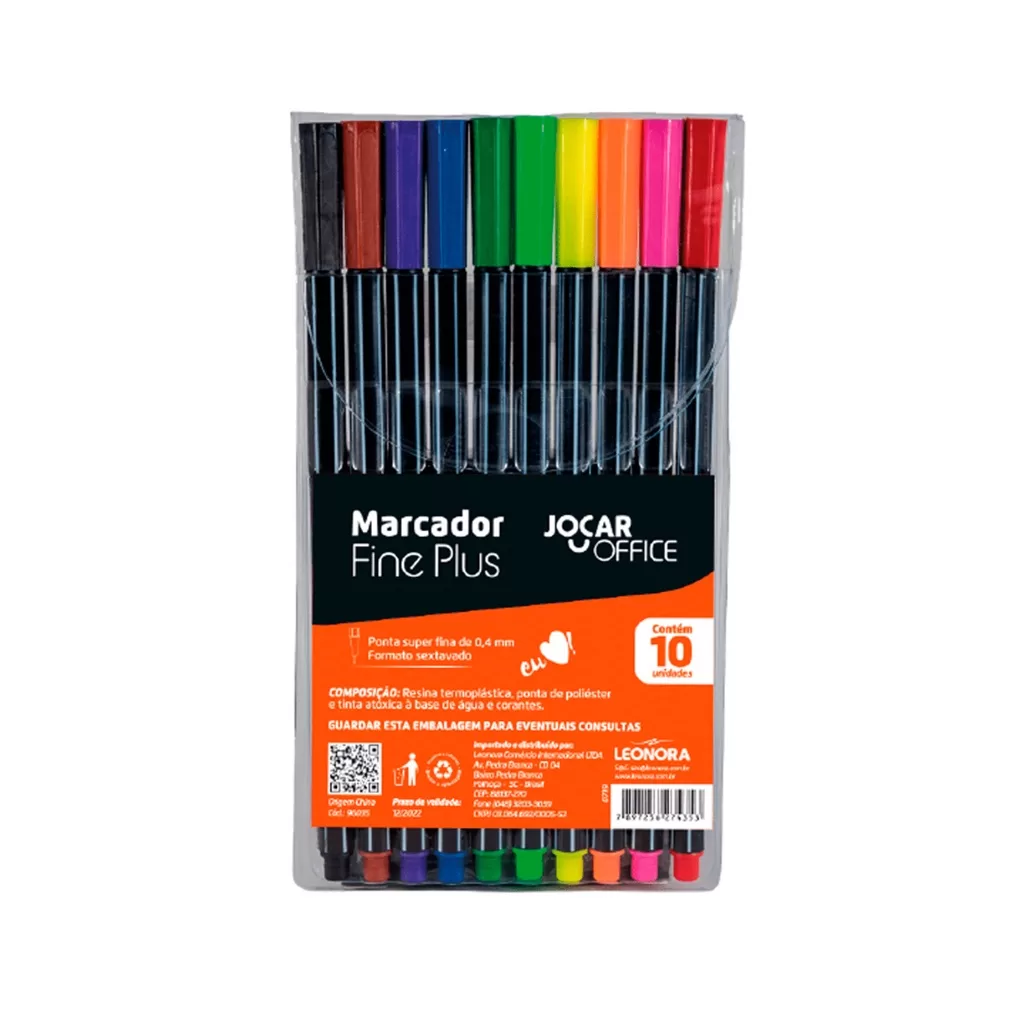 Marcador Fine Plus ponta super fina 0.4mm com 10 Cores, uso profissional e artístico