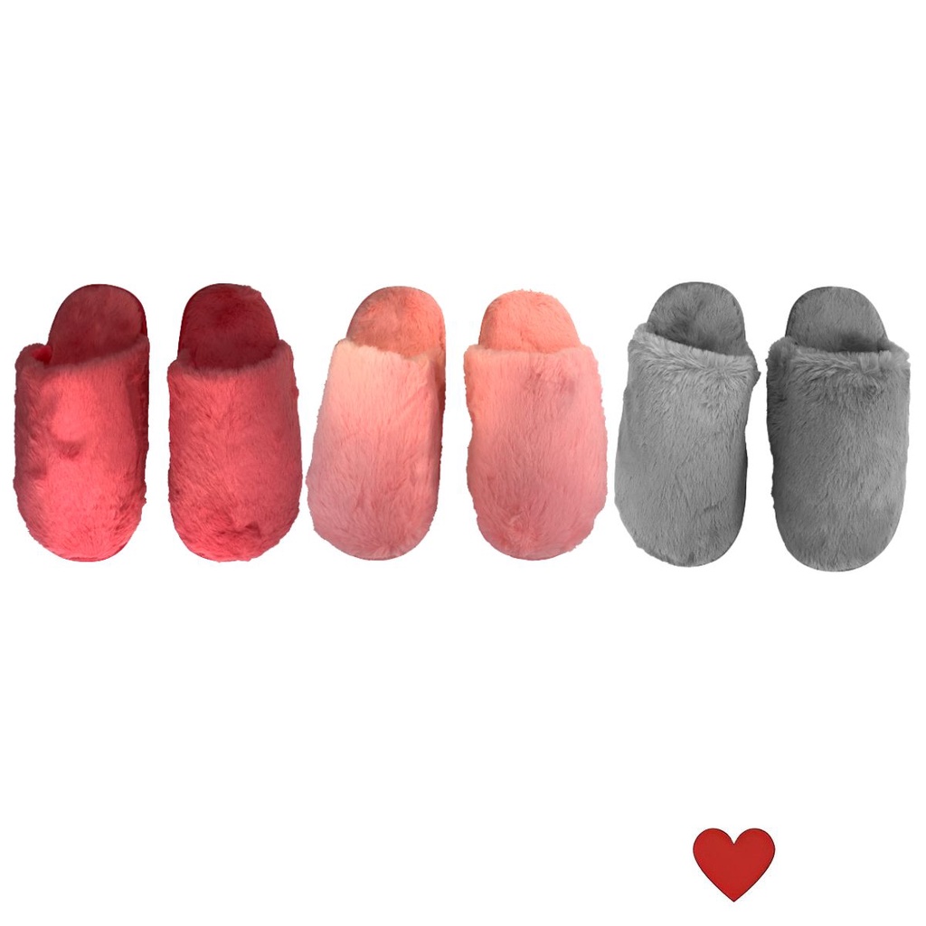 Pantufa Feminina Felpuda Pelúcia Adulto Antiderrapante Macia Fechada Solado Borracha p/ Frio Inverno