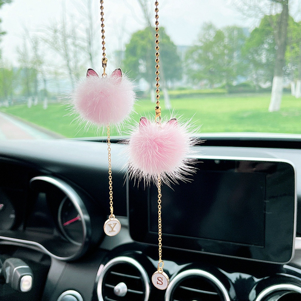 Acessórios De Pendurar Espelho Retrovisor Para Mulheres , Bola De Pelúcia Branca/Rosa Carros , Ornam