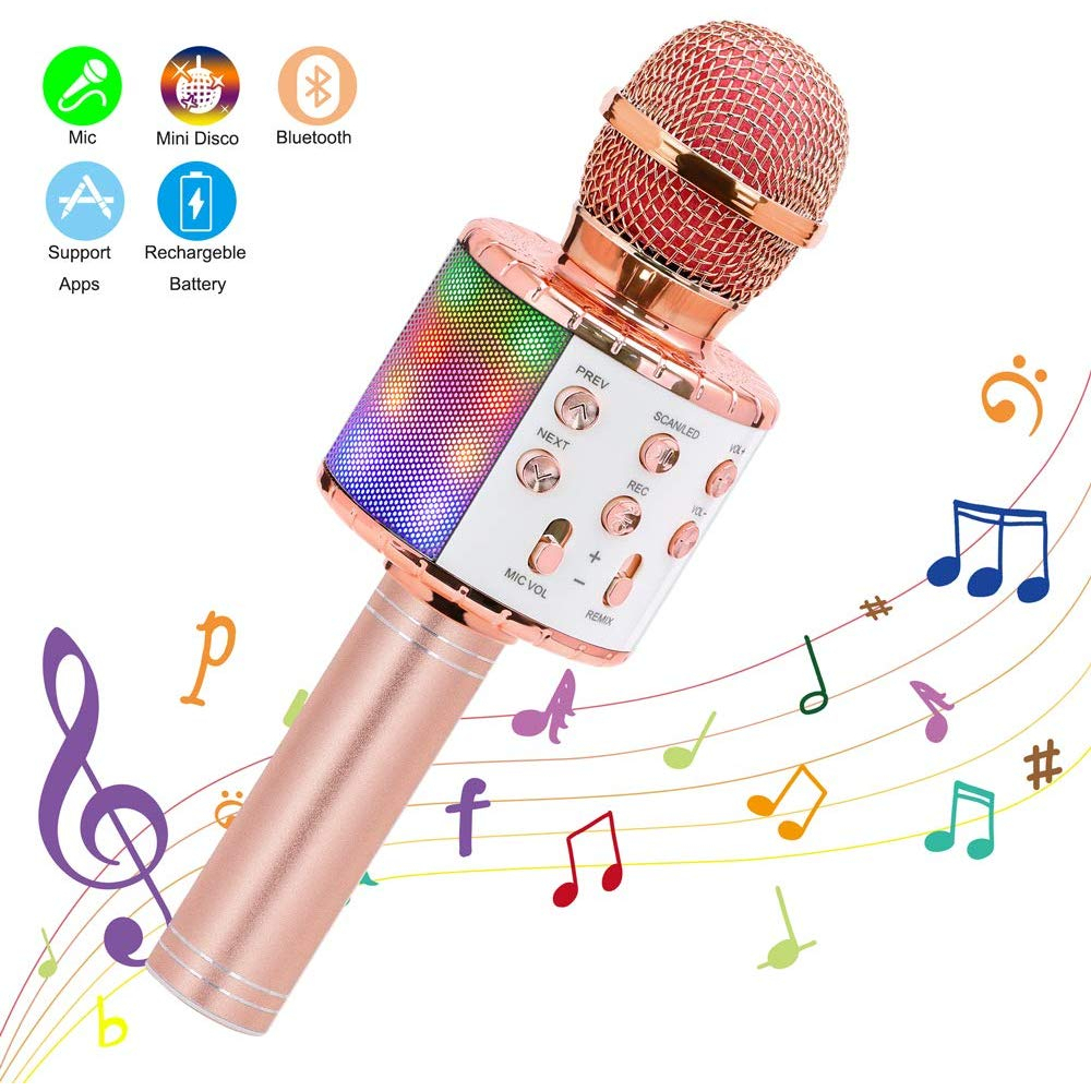 WS-858 – Microfone Infantil de Karaoke Microfone de Brinquedo Sem Fio Bluetooth